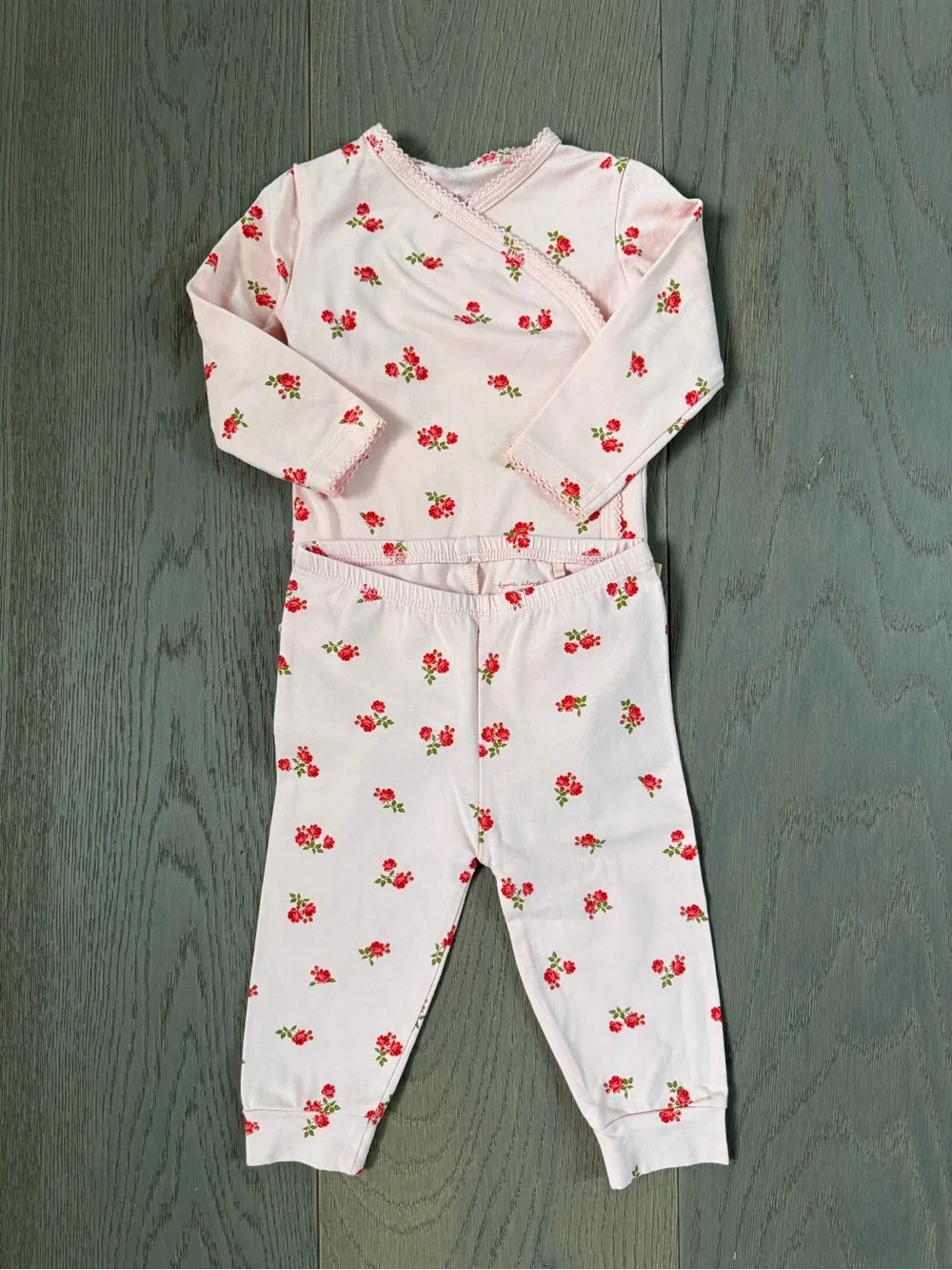 Pink Floral Baby Girls' Matching Bodysuit Set